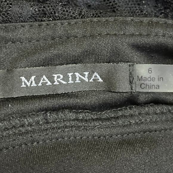 Marina Black Floral Lace Beaded Half Sleeve Knee Length Sheath Dress Size 6 - Picture 5 of 5